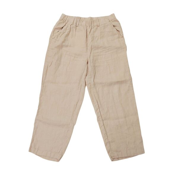 Quince Pants Womens Medium Beige 100% Linen Breathable Coastal Beach Nautical - Picture 1 of 12